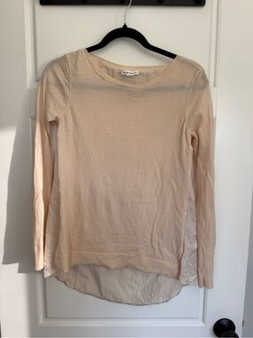 Club Monaco Cream Lightweight Long-Sleeve Mixed-Media / Tunic Blouse